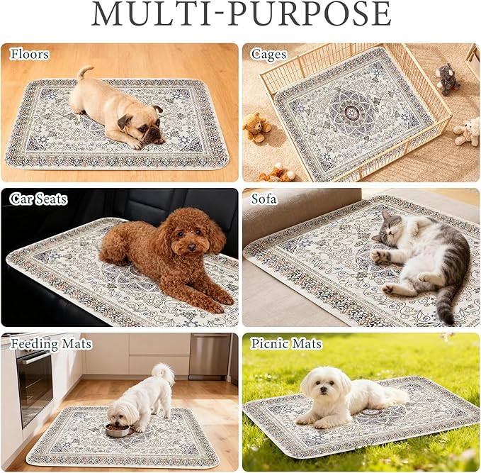 Homimp Washable Pee Pads for Dogs, 4 Pack Reusable Puppy Pads Waterproof, Absorbent and Leakproof Dog Pee Pads, Non Slip Puppy Training Pads, Pet Mat for Floor,Crate,Couch,Whelping,Beige 18"x24"