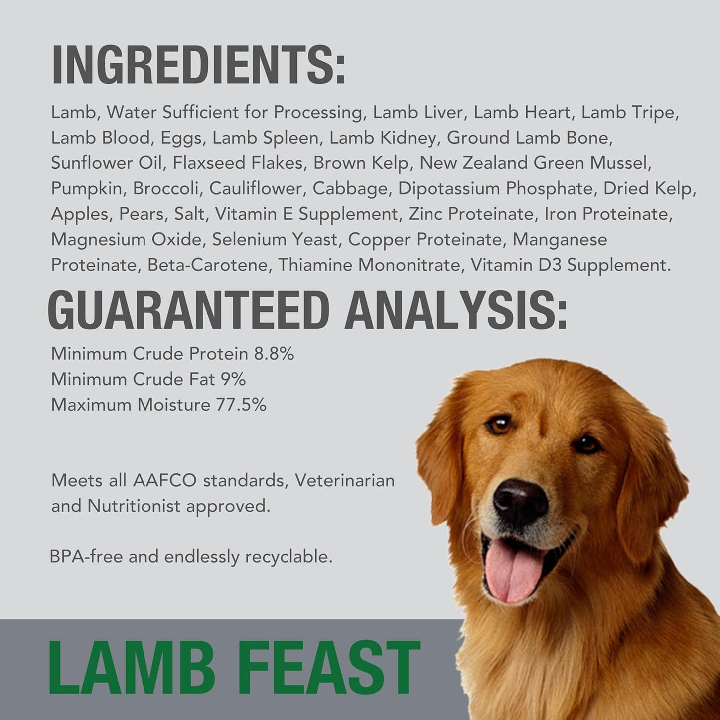 K9 Natural Wet Dog Food Pate, Lamb Feast, 6 Oz Cans (Pack of 12), Grain Free, Made in New Zealand with Grass-Fed, Free-Range Lamb, Single Source, Limited Ingredient