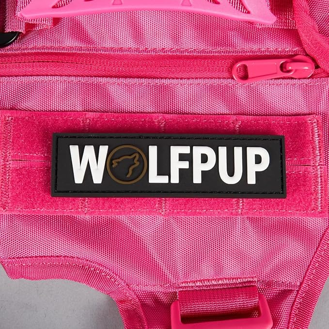 WOLFpak Tactical Dog Vest Harness No Pull Breathable (Neon Pink, Medium) | Dual Grab Handles, 1000D Nylon, Four-Point Adjustment, MOLLE Attachment Panels, Three Storage Pockets, Metal Alloy Buckles