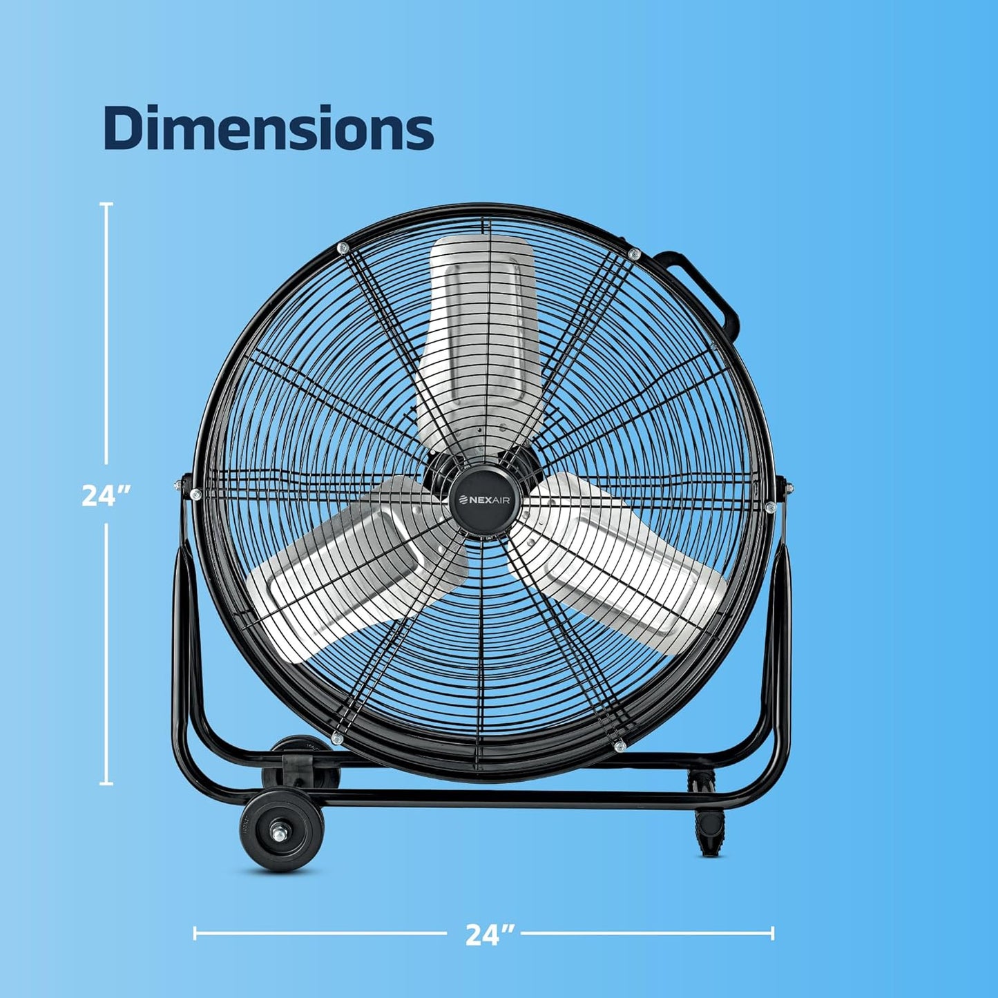 24 Inch High-Velocity Industrial Metal Drum Fan 8,800 CFM, 3-Speed Heavy Duty Floor Fan, 360-Degree Tilt for Commercial, Warehouse, Workshops, Garage, Factory, and Basement with Extreme Power