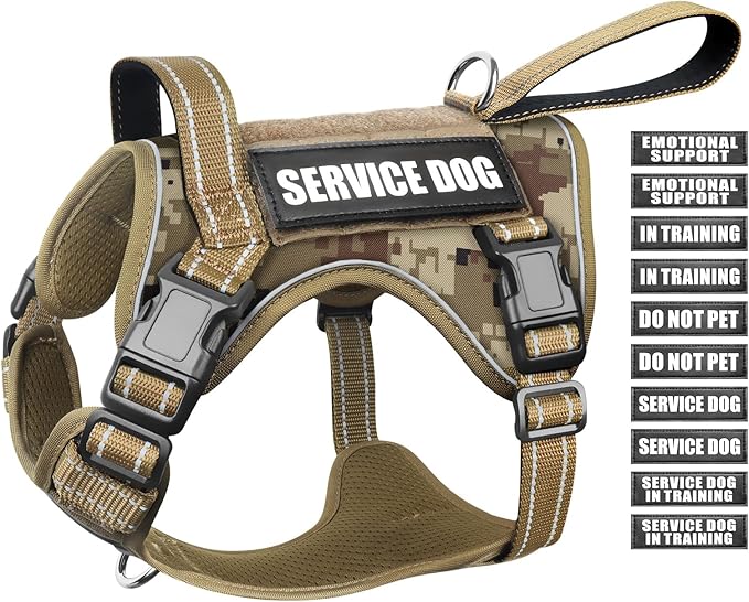 Tactical Dog Harness, No Pull Dog Harness for Medium Large Dogs with Handle & Molle, Military Service Dog Vest Harness in Training Pet Harness for Small Dogs