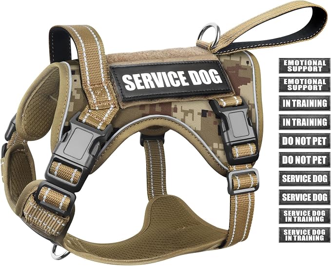 Tactical Dog Harness, No Pull Dog Harness for Medium Large Dogs with Handle & Molle, Military Service Dog Vest Harness in Training Pet Harness for Small Dogs