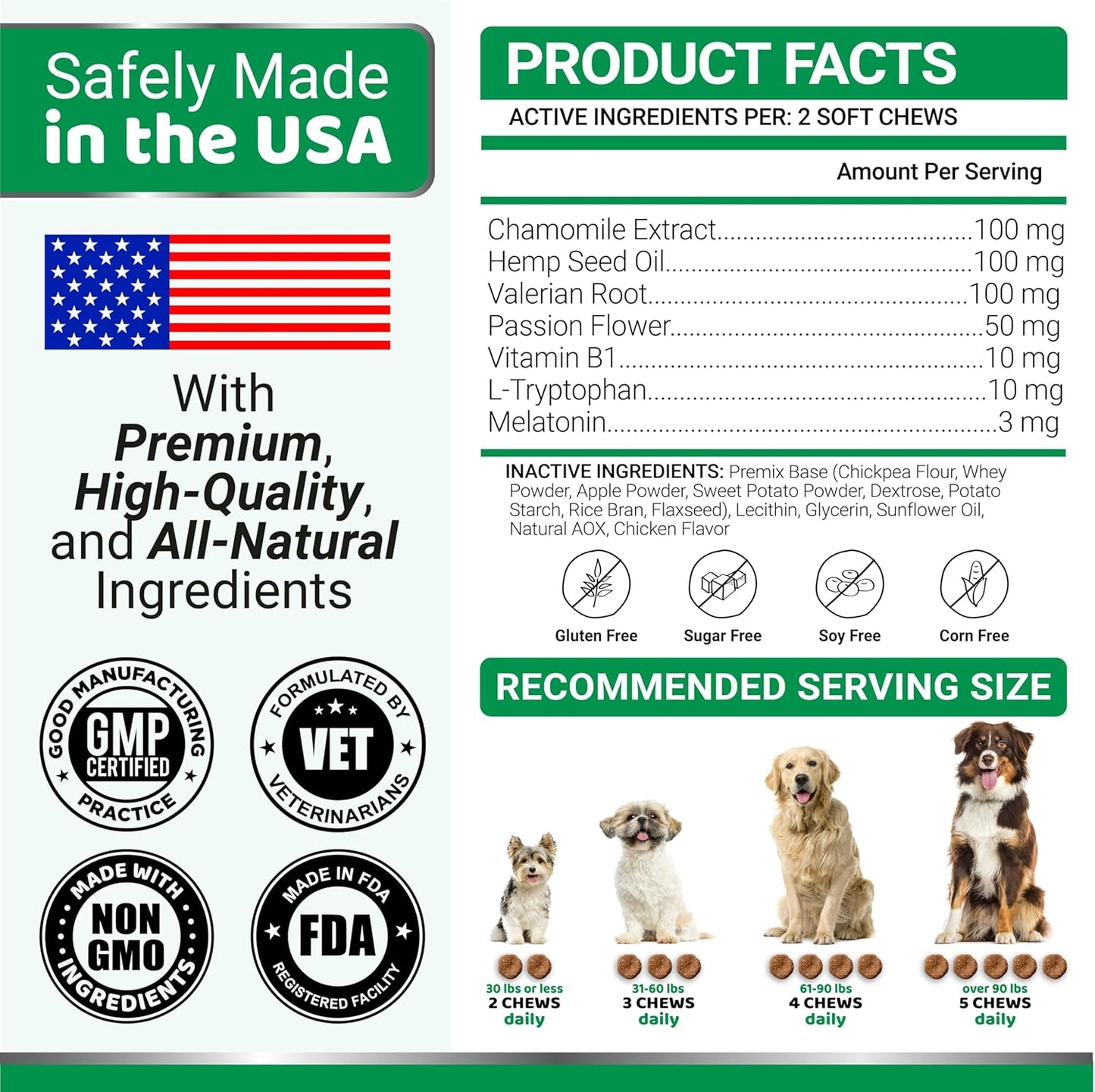 Hemp Calming Chews for Dogs - 240 Treats - Advanced Dog Calming Chews - Anxiety Relief Supplement Treats with Melatonin - Sleep Aid for Separation, Barking, Stress, Hip and Joint Support Made in USA