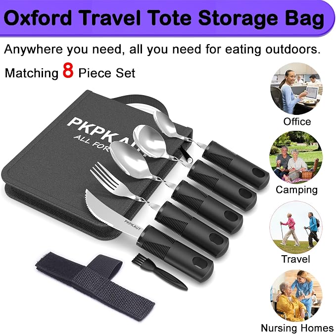 Adaptive Utensils for Parkinsons Patients Elderly, Weighted Utensils for Hand Tremors, Parkinsons Eating Utensils for Disabled People, Weighted Silverware for Hand Tremors Arthritic Hands