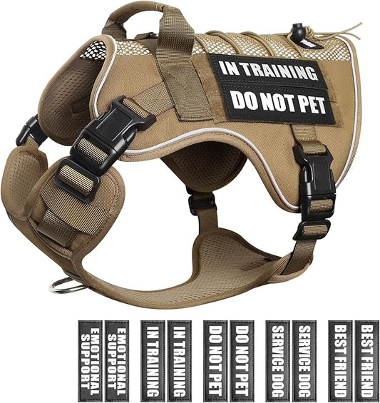 Service Dog in Training Mesh Harness with 10 Removale Pet Patches | Breathable material, adjustable straps, reflective trim, lightweight but durable, great for training, walks, and outings