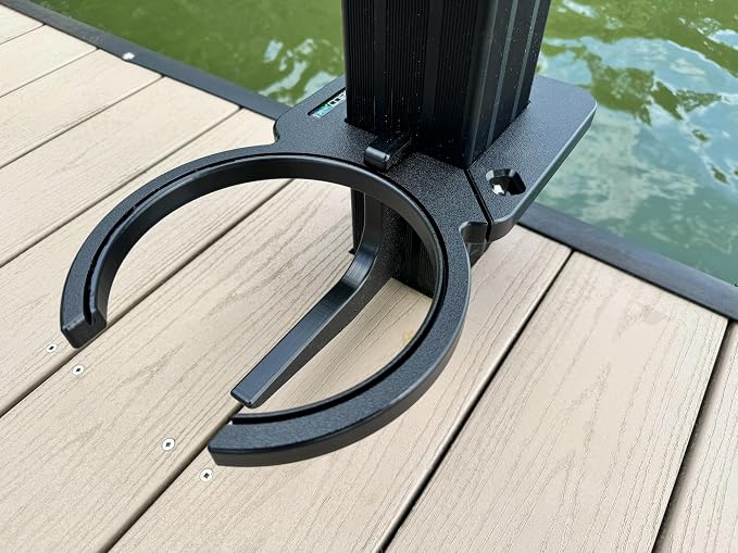 Dock Mounted Dog Bowl & Holder – UV & Rust-Resistant, Marine-Grade, Easy No-Drill Installation, Made in The USA- Fits a 2.5" Square Post