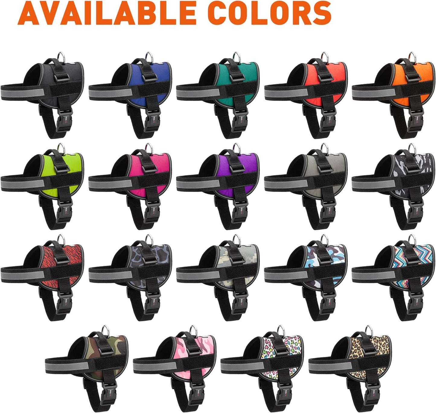 Dogline Dog Harness, Reflective No-Pull Adjustable Vest with Handle for Walking, Training, Breathable, No - Choke Harness for Small, Medium or Large Dogs Room for Patches Leopard Rainbow M 22"-28"