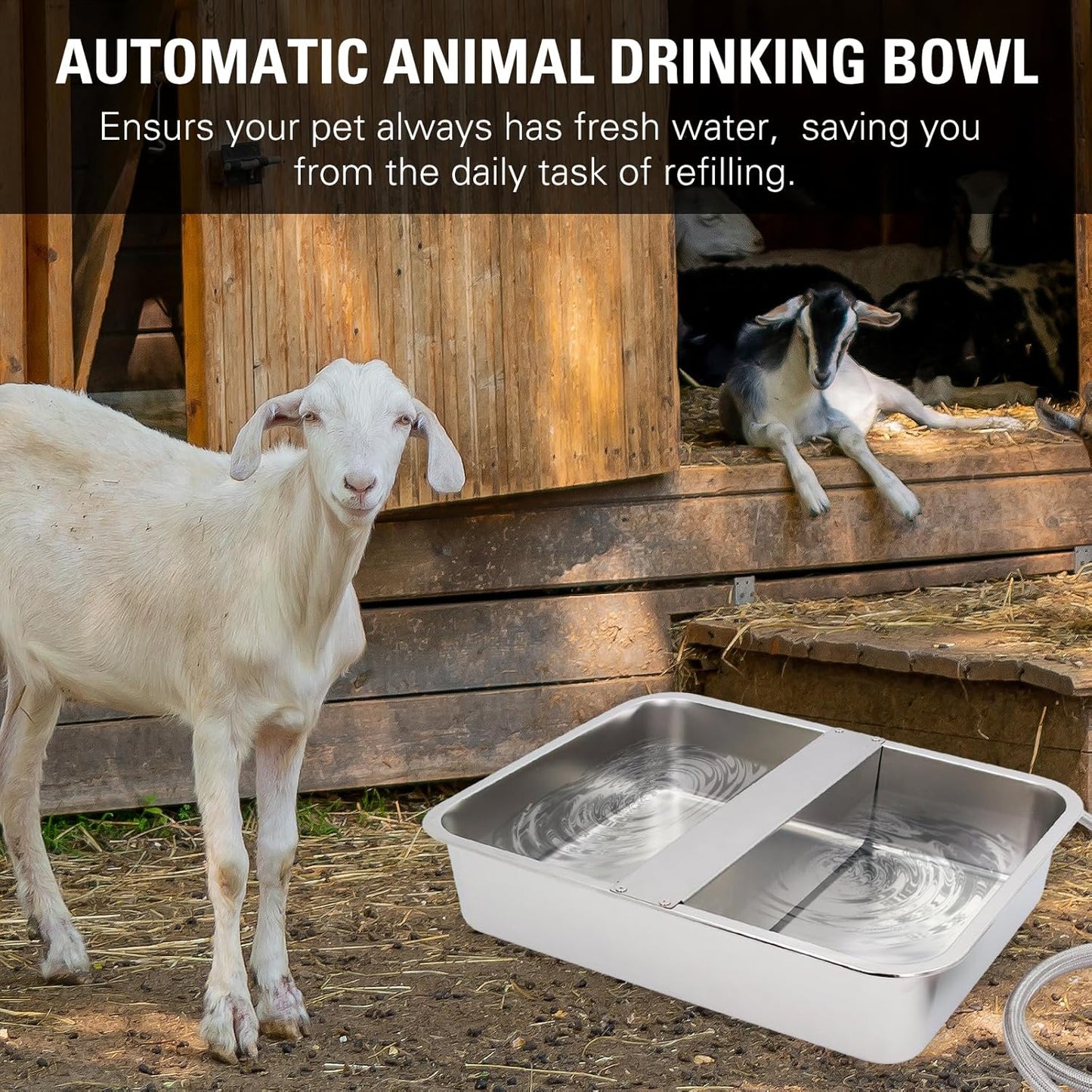4Gal Automatic Water Bowl Dispenser for Dogs,Pig Waterer,Outdoor Automatic Dog Water Bowl,Stianless Steel Auto Fill Livestock Water Trough with Float Valve for Chicken,Horse,Calf,Dog,Goat