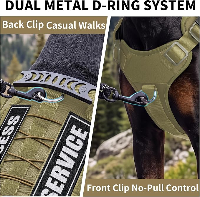 Tactical Dog Harness for Small Dogs, No Pull Vest with Control Handle, Heavy Duty Adjustable Reflective Pet Harness for French Bulldog, Pug, Puppy Walking, Training