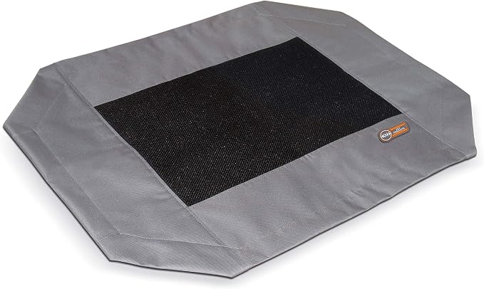 K&H Outdoor Elevated Dog Bed Pet Cot Replacement Cover, Medium 32x25in | Designed to fit K&H Medium Pet Cots (Sold Separately), Indoor Outdoor Dog Bed, Breathable Mesh Center, Machine Washable, Gray