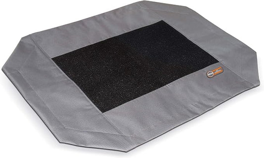 K&H Outdoor Elevated Dog Bed Pet Cot Replacement Cover, Medium 32x25in | Designed to fit K&H Medium Pet Cots (Sold Separately), Indoor Outdoor Dog Bed, Breathable Mesh Center, Machine Washable, Gray