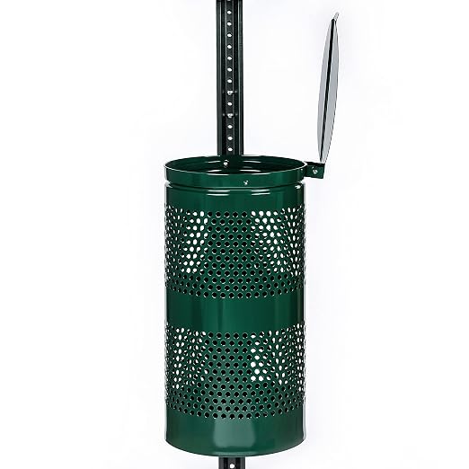 Outdoor Pet Waste Receptacle - 10 Gallon Capacity Weather-Resistant Green Powder-Coated Steel Dog Waste Trash Receptacle with Lid for Pet Waste Stations, Parks, & Commercial Use