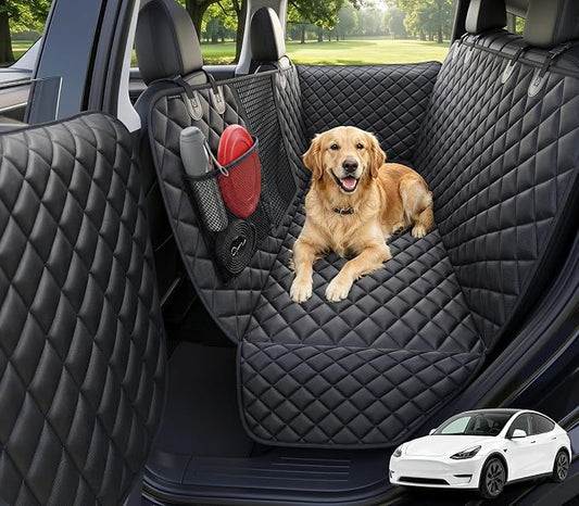 URPOWER Dog Car Seat Cover for Back Seat, Waterproof Hammock for Model Y | Easy Pet Access, Waterproof, Scratch Resistant, Mesh Window, Non-Slip, ISOFIX Anchors, Easy Care, Dog Seat Belt Included