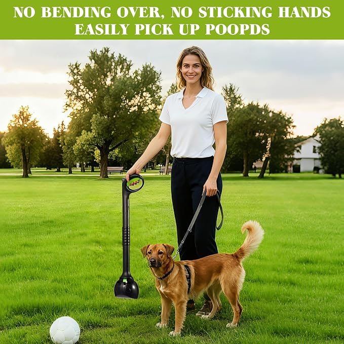 Heavy Duty Dog Poop Scooper, Lightweight & Easy to Use, with Long Handle | Sturdy & Durable, Easy Single-Hand Operation, No More Bending, High-Strength Material, Suitable for Grass and Gravel Pick Up