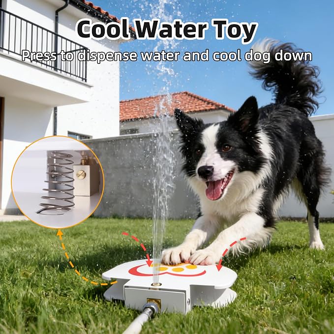 Dog Water Fountain Outdoor,No Electricity Step-On Activated Pet Sprinkler,Paw-Controlled Drinking Dispenser for Large & Small Dogs,Automatic Waterer for Yard, Garden, Lawn