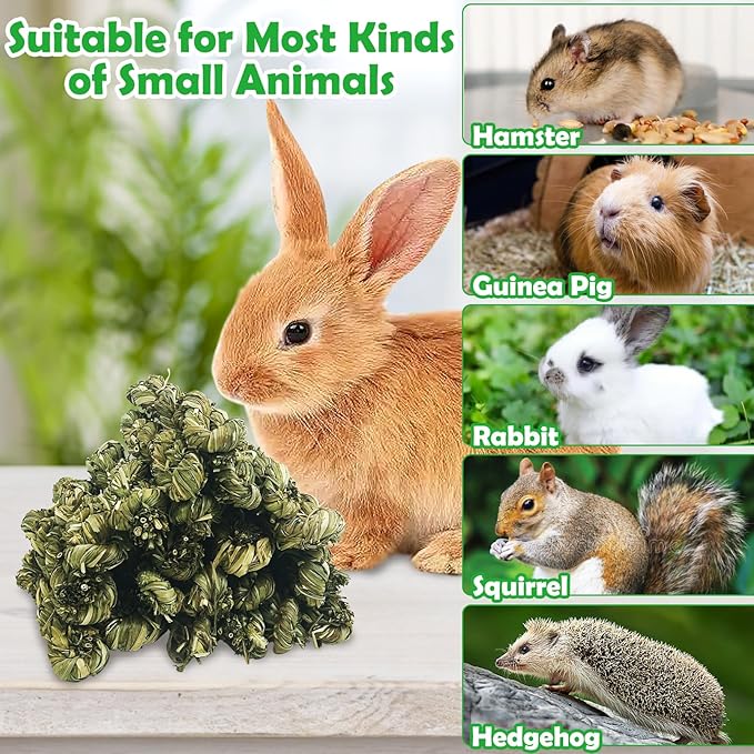 Hamiledyi 30 PCS Rabbit Chew Sticks Natural Grass Timothy Hay Sticks Handmade Guinea Pigs Chew Toys for Teeth Molar Snacks for Chinchilla Bunny Hamster and Other Small Animals