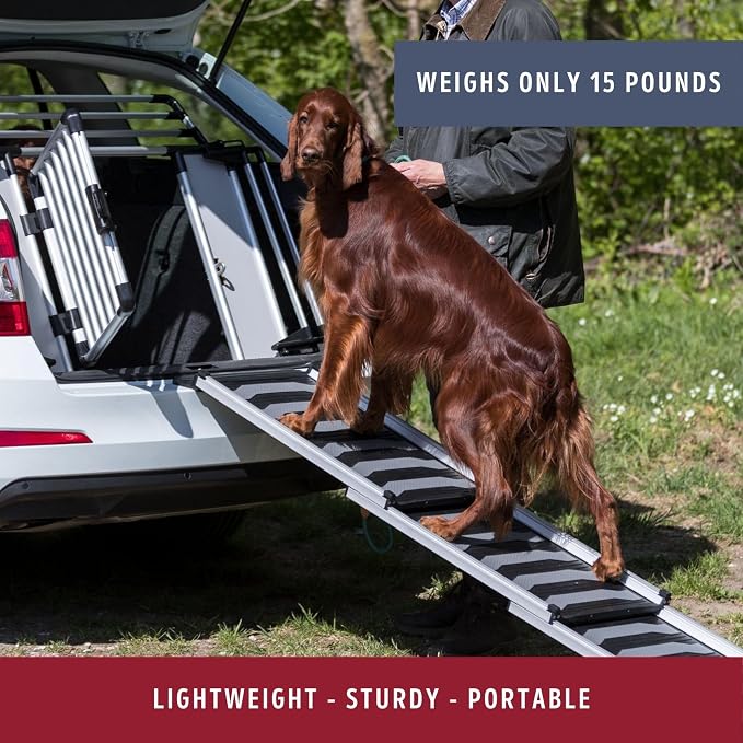 Trixie Telescoping Dog Ramp, Silver/Black | Adjustable Lengths, Made of Lightweight Aluminium, Ideal for Cars and SUVs, Easily Adjustable