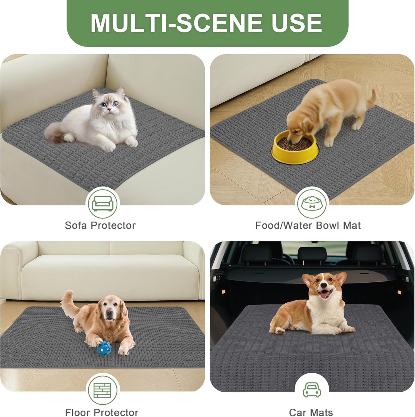 Washable Pee Pads for Dogs, 2 Pack Reusable Puppy Pads Dog Pads, Non-Slip Dog Pee Pads, Leakproof Pet Pee Pads Wee Wee Pads for Dogs. (Dark Grey, 30"x34"(Pack of 2))