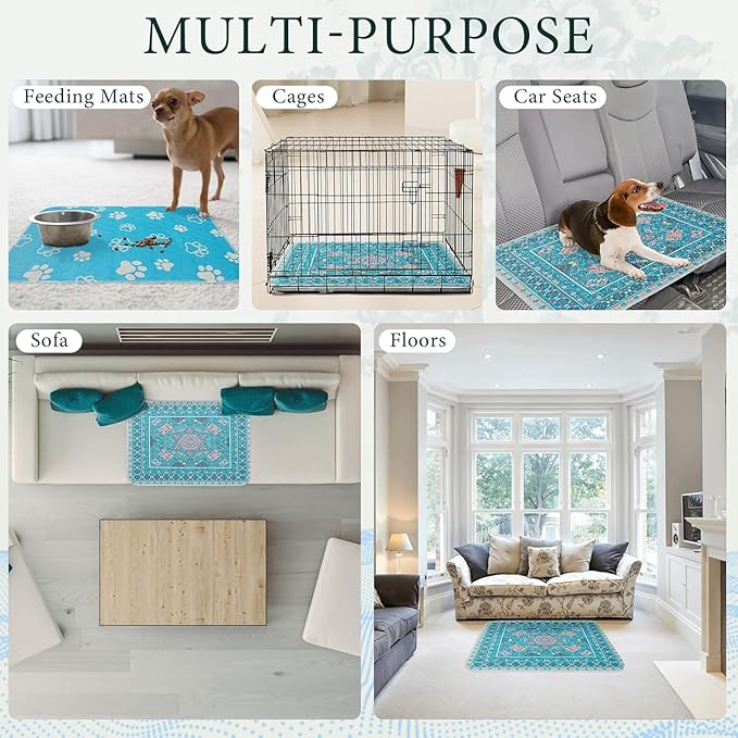 Homimp Washable Pee Pads for Dogs, 6 Pack Reusable Puppy Pads Waterproof, Absorbent and Leakproof Dog Pee Pads, Non Slip Puppy Training Pads, Pet Mat for Floor,Crate,Couch,Whelping,Blue, 16"x24"