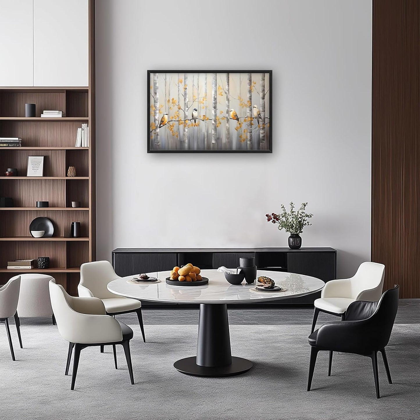 Quorin Bird Large Wall Art Abstract Forest Birds Pictures Wall Decor Yellow Woods Branches Tree Canvas Print Painting Artwork for Bathroom Living Room Bedroom 36L x 24W