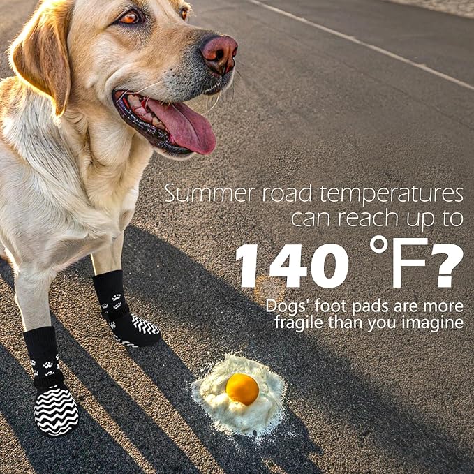 EXPAWLORER 6Pcs Anti Slip Dog Socks to Prevent Licking Paws, Dog Shoes for Hot Pavement Double Sides Dog Boots & Paw Protectors Booties for Hardwood Floors with Grip Small Medium Large Senior Dogs, L