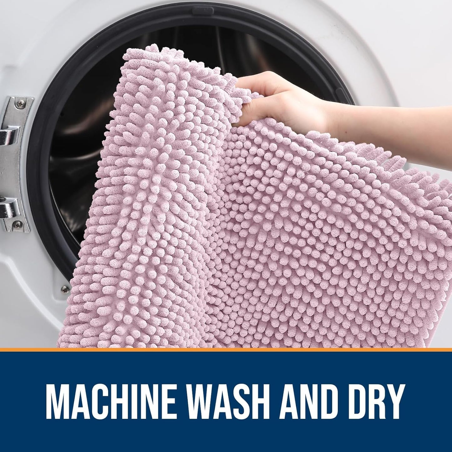 OLANLY Dog Door Mat for Muddy Paws 59x20, Absorbs Moisture and Dirt, Absorbent Non-Slip Washable Doormat, Quick Dry Chenille Mud Mat for Dogs, Entry Indoor Entryway Carpet for Inside Floor, Dusty Rose