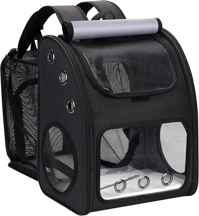 Expandable Cat Backpack Carrier for Small Cats & Pets Up to 18 lbs | Large Space Cat Backpack with Ventilated Breathable, Airline Approved Portable Travel Pet Backpack for Hiking/Camping/ Vet