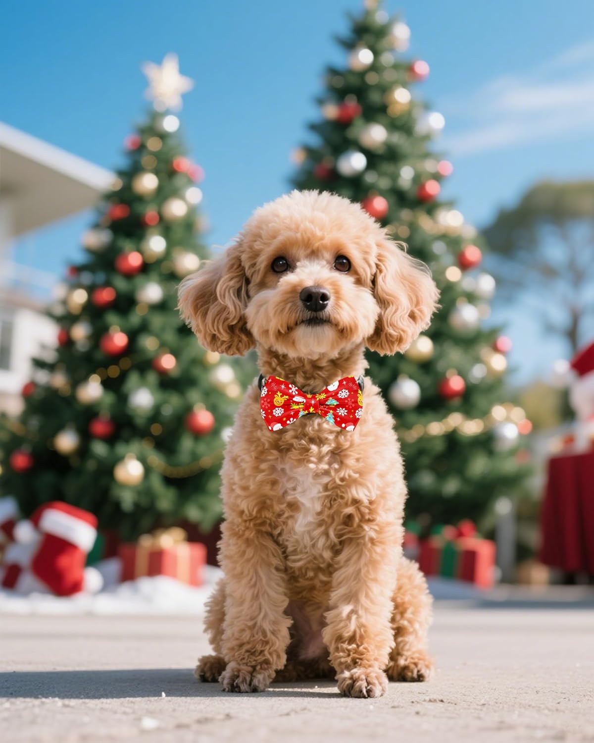 PET SHOW 10 Pack Christmas Small Dog Bow Ties Sliding Collar Attachments Puppy Cats Xmas Tree Bowties for Medium Dogs Santa Bowknots Holiday Party Pet Grooming Accessories(Small)