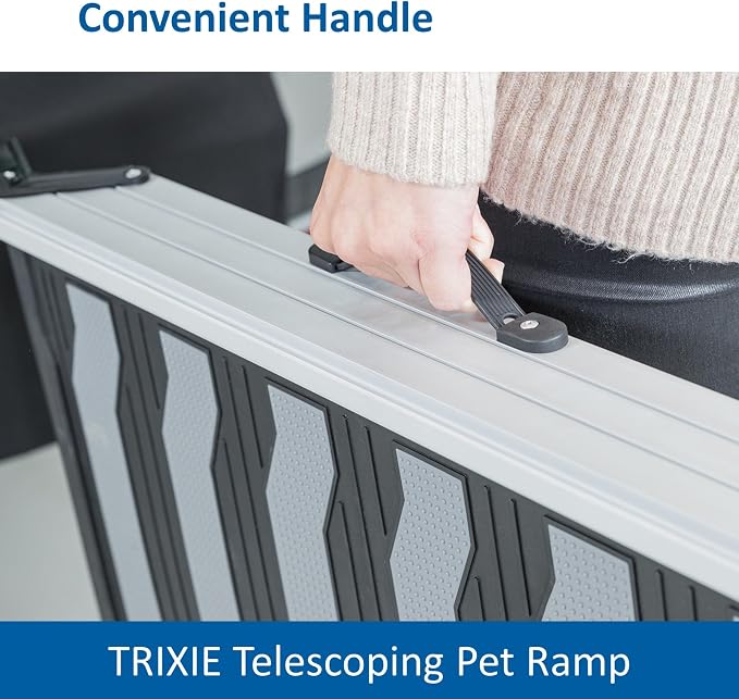 Trixie Telescoping Dog Ramp, Silver/Black | Adjustable Lengths, Made of Lightweight Aluminium, Ideal for Cars and SUVs, Easily Adjustable