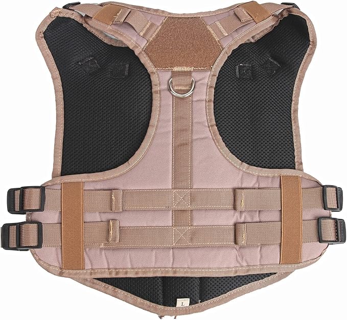 Tactical Dog Harness for Medium Large Dogs No Pull, Military Dog Harness with Handle,Service Dog Vest with Molle & Loop Panels, Adjustable Pet Harness for Training Hunting Walking Khaki