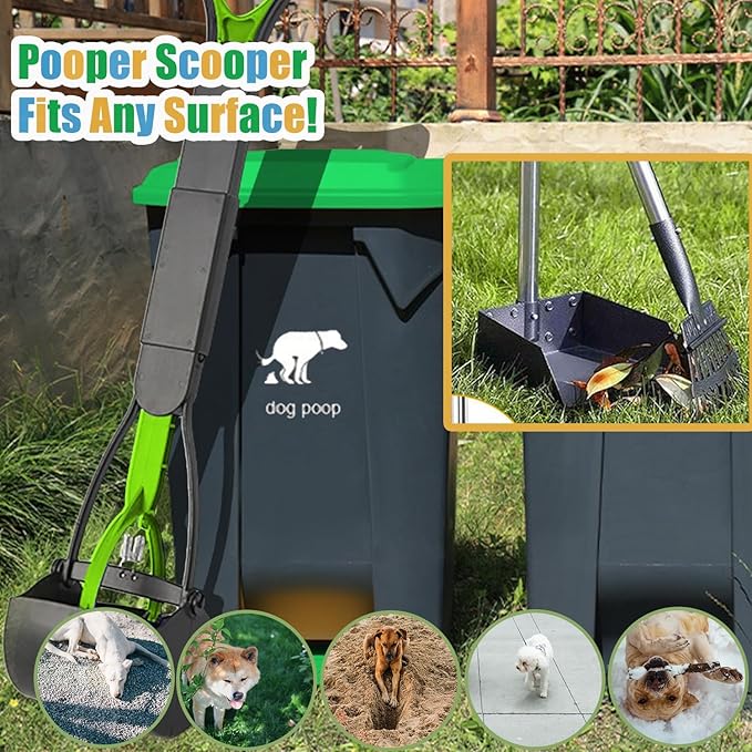 6Pack - Large Dog Pooper Scooper for yard - 20L Dog Poop Trash Can Outside | Step Pet Waste Container Outdoor with Removable Inner Bin - 28" Pooper Scooper & Long Handle