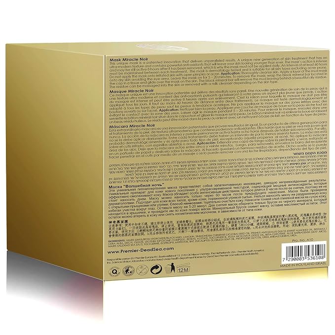 Premier Dead Sea Classic Miracle Noir Mask, 2.4 Fl oz | Original,detoxifying, hydrating, nourishing, exfoliating, anti oxidant, All in one best mask