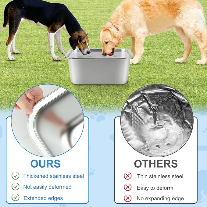 YUEPET Large Stainless Steel Dog Water Bowl, 4 Gallon Bowl for L Dogs | Outdoor Dog Water Bowl, 4 Gallon Capacity, Food and Water Use, Rounded Corners, Raised Edge, Easy to Clean, XL Dogs