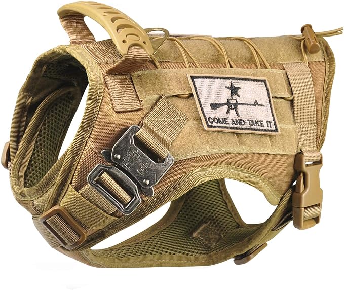 Tactical Service Dog Vest Harness K9 Military Molle Dog Vest for Outdoor Training Wear-Resisting Pet Harness with Rubber Handle & Metal Buckle