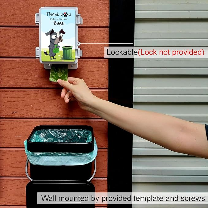 Dog Waste Station for Home Outdoor or Indoor Poop Bag Dispenser Wall Mountable Waste Basket, 120 Count Pickup Bags 15 Trash Bags (Small Bucket + Dispenser + Bags)