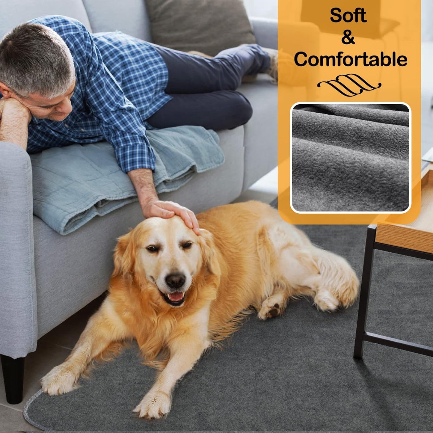 LOOBANI Washable Pee Pad for Dogs, 2 Packs Non-Slip Puppy Training Pads, Fast Absorbent Pet Whelping Pads, Puppy Playpen Mat for Incontinence, Housebreak, Crate , 36x72in, Gray
