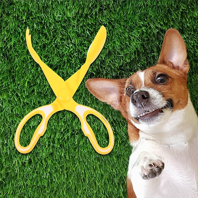 Portable Dog Poop Scooper Heavy Duty Pet Waste Picker with Long Handle, Pooper Scooper Tool for Outdoor Dog Waste Removal, Yellow