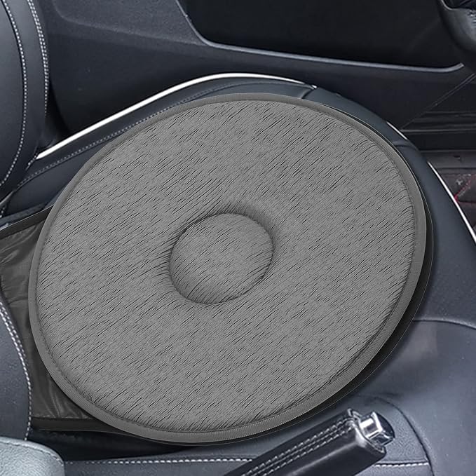 Car Swivel Seat Cushion with 360 Degree Rotation and Non-Slip Base – Extra Thick Memory Foam Pad for Elderly, Pregnant Women & Kids (40cm Diameter, Universal Fit for Car/Office/Home)