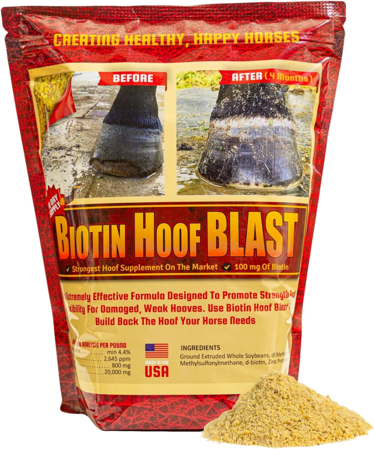 Horse Guard Hoof Supplements for Horses - 38 Servings - Biotin Hoof Blast 4.8lb Bag with 100mg Biotin per Serving - Concentrated Equine Hoof Health, Strengthener with MSM, Methionine, Zinc