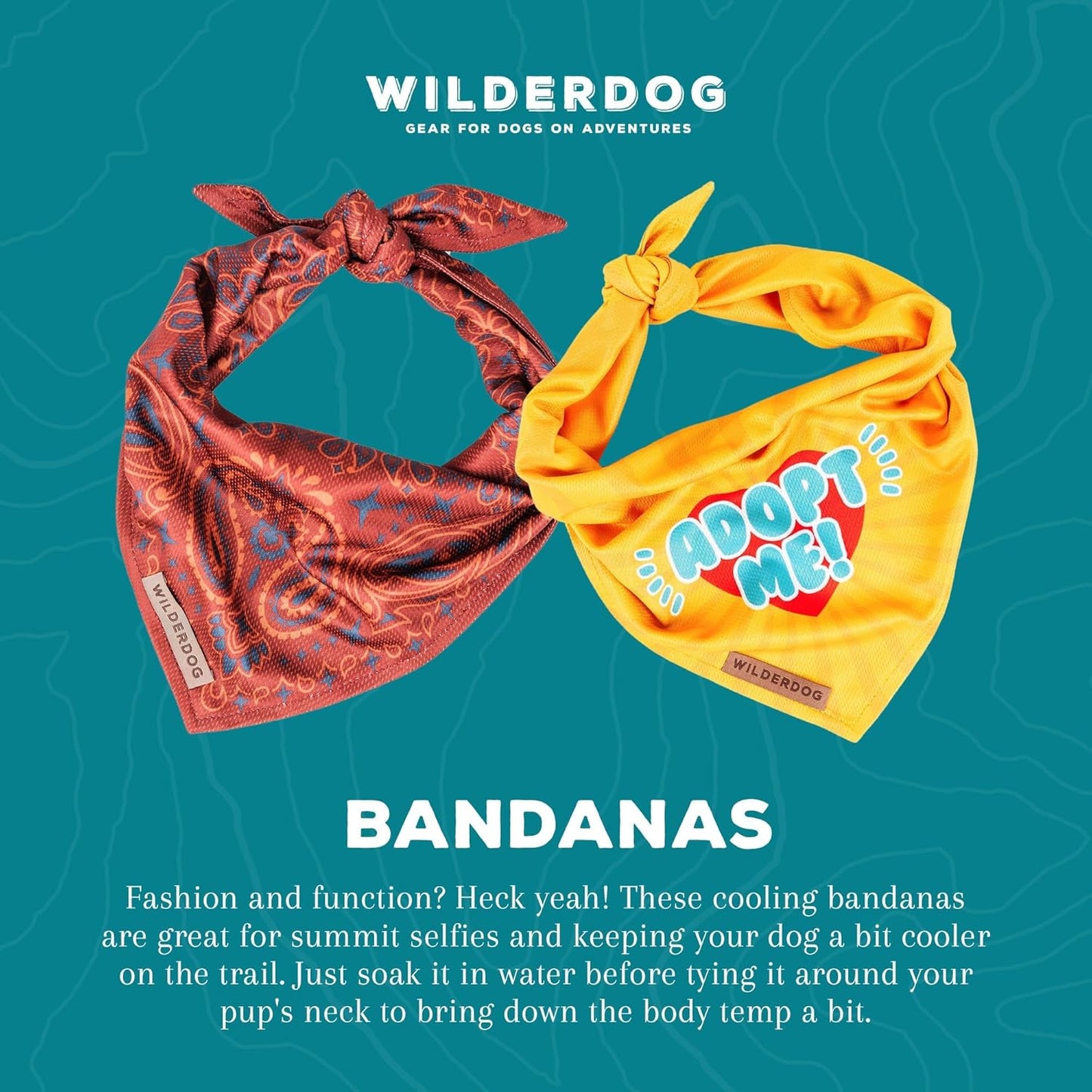 Wilderdog Dog Bandana with Lightweight Quick Drying Poly-Blend Mesh Material in Rainbow