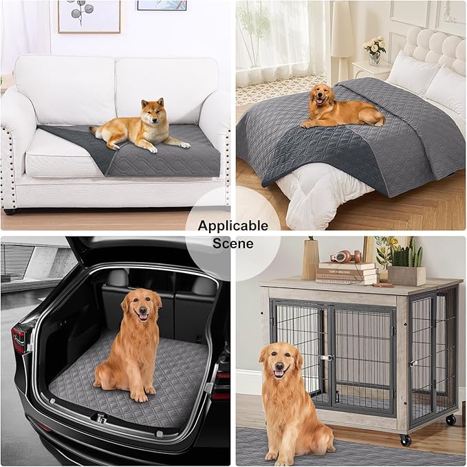 Smiry Reversible Waterproof Couch Covers for Sofa, Washable Dogs Pet Couch Covers for 3 Cushion Sofa Pet Friendly, Water Resistant Furniture Protector Slipcover, Geometric (82"x102", Grey/Dark Grey)