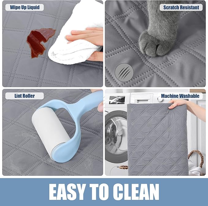 Smiry Waterproof Dog Bed Cover Pet Blanket, Soft Washable Dog Blanket for Furniture Bed Couch Sofa Reversible, Checkered (30"x53", Grey/Light Grey)