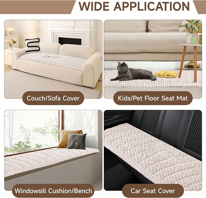 OTOB Couch Covers for Sofa Pet Friendly, Washable & Non Slip Fuzzy Dog Couch Cover Love Seat Sofa Slipcovers Cushion Mat, Cozy Soft All Seasons Plush Furniture Protector (Cream, 27.6" x 59.1")