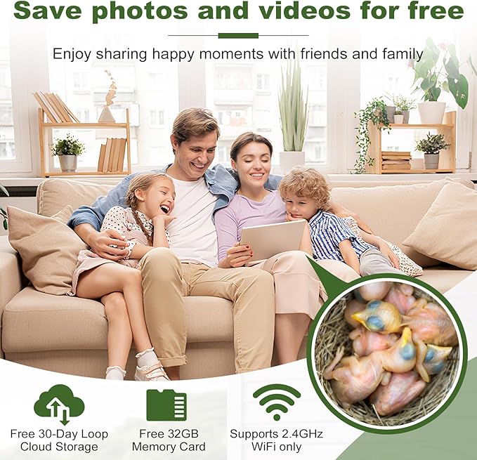 Birdhouse with Camera, Smart Bird House, 2.4G WiFi & App Notify 160° Wide Wireless 1080P HD Solar Powered Birdhouse Wooden Bird House with Camera Inside Easy Birdwatching for for BirdLovers