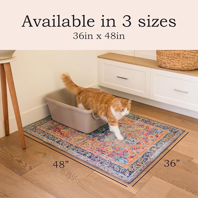 Lovewag Cat Litter Mat, Litter Box Mat, Taupe Checkers, 36x48, 2 Pack | Washable litter mat cover, kitty litter mat & cat mat for litter box, litter trapping mat, prevents tracking, multi-cat