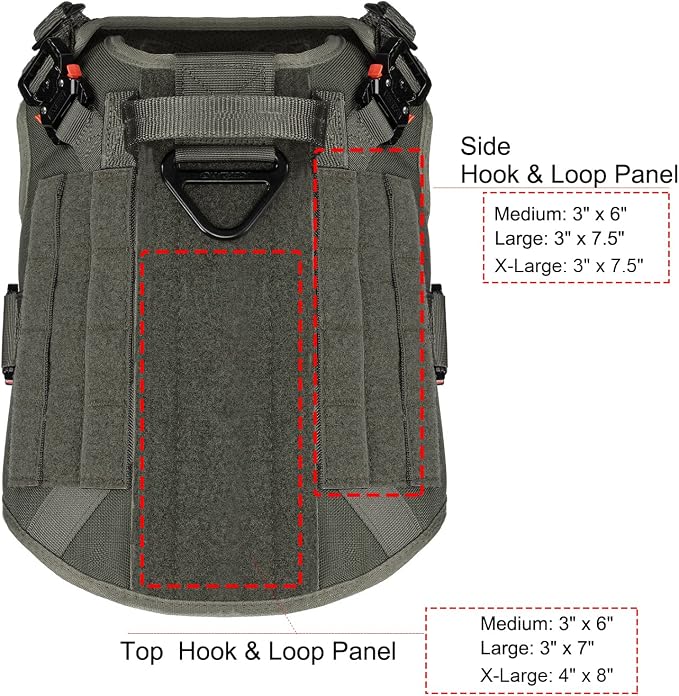 ICEFANG Tactical Dog Harness for Medium Dogs,Full Metal Buckles Dog Vest | with MOLLE, Reflective,Adjustable,2 Leash Clips,Control Handle,No Pull,Soft Padded,Green,Medium