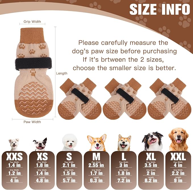 EXPAWLORER 6Pcs Anti Slip Dog Socks to Prevent Licking Paws, Dog Shoes for Hot Pavement, Double Sides Dog Boots & Paw Protectors Booties for Hardwood Floors with Grip Small Medium Large Senior Dogs, M