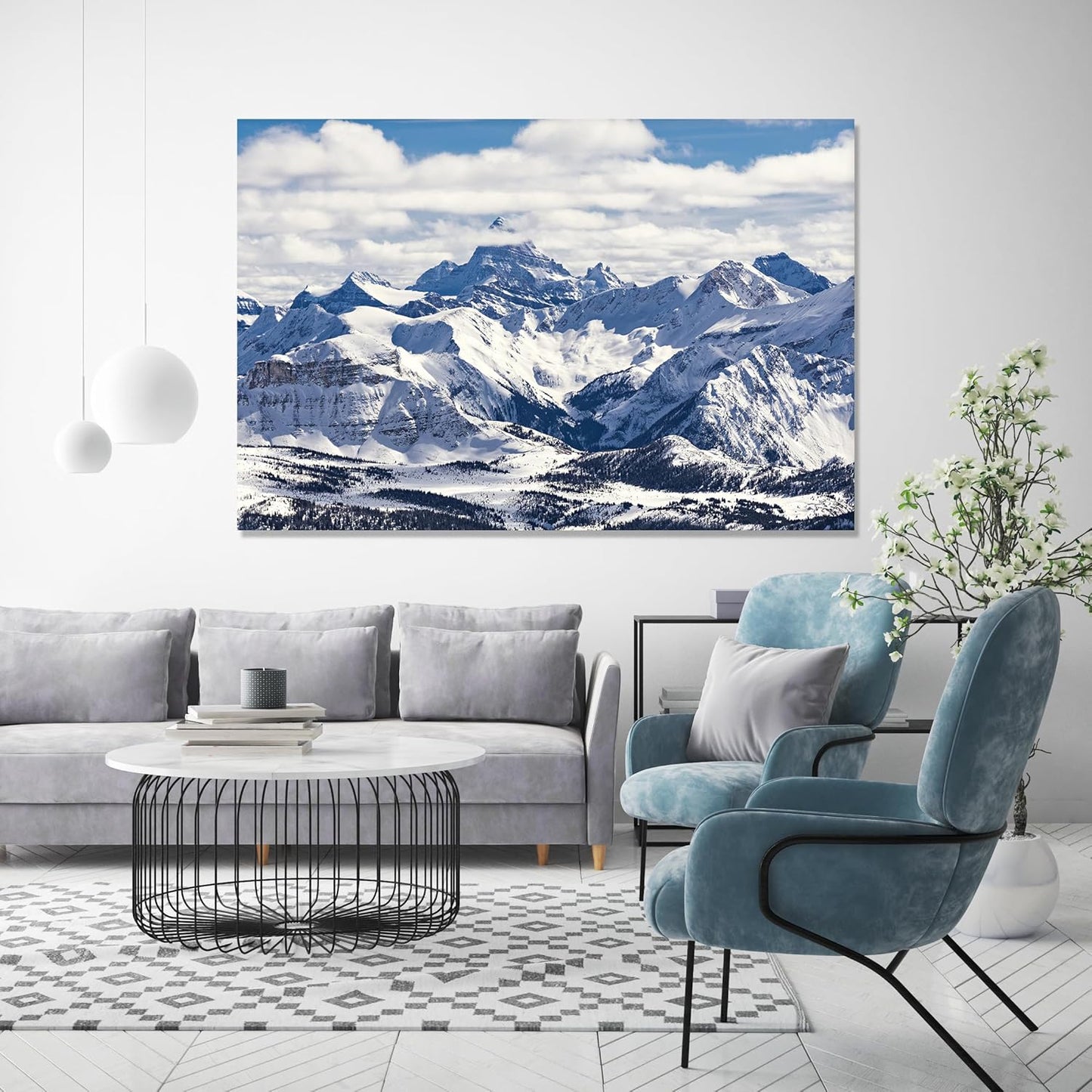 Nature Wall Art Prints - Ocean Forest Mountain Lake Canvas Landscapes - Small to Extra Large Living Room Bedroom Kitchen Bathroom Décor (Snowy Mountains Landscape, 35L" x 53W")