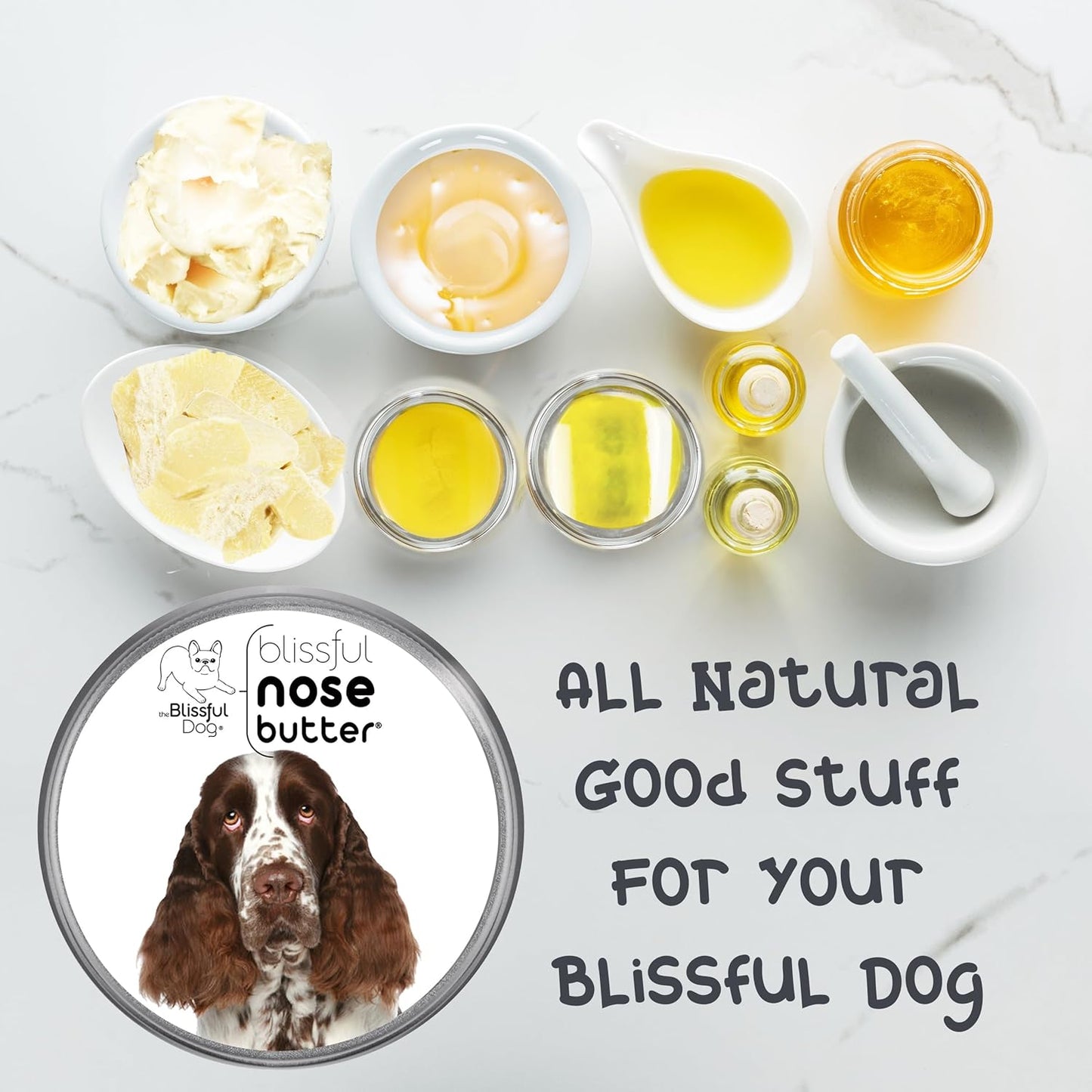 The Blissful Dog Springer Spaniel Nose Butter, Versatile Dog Nose Balm for Dry Nose, Handcrafted Nose Moisturizer, Easy-to-Apply Dog Essentials, Unscented, 8 oz.
