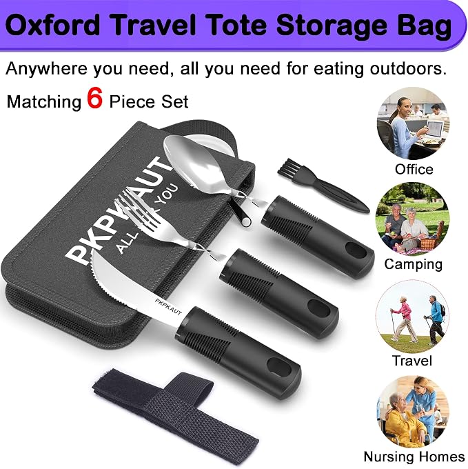 Adaptive Utensils for Parkinsons Patients Elderly, Weighted Utensils for Hand Tremors, Parkinsons Eating Utensils for Disabled People, Weighted Silverware for Hand Tremors Arthritic Hands